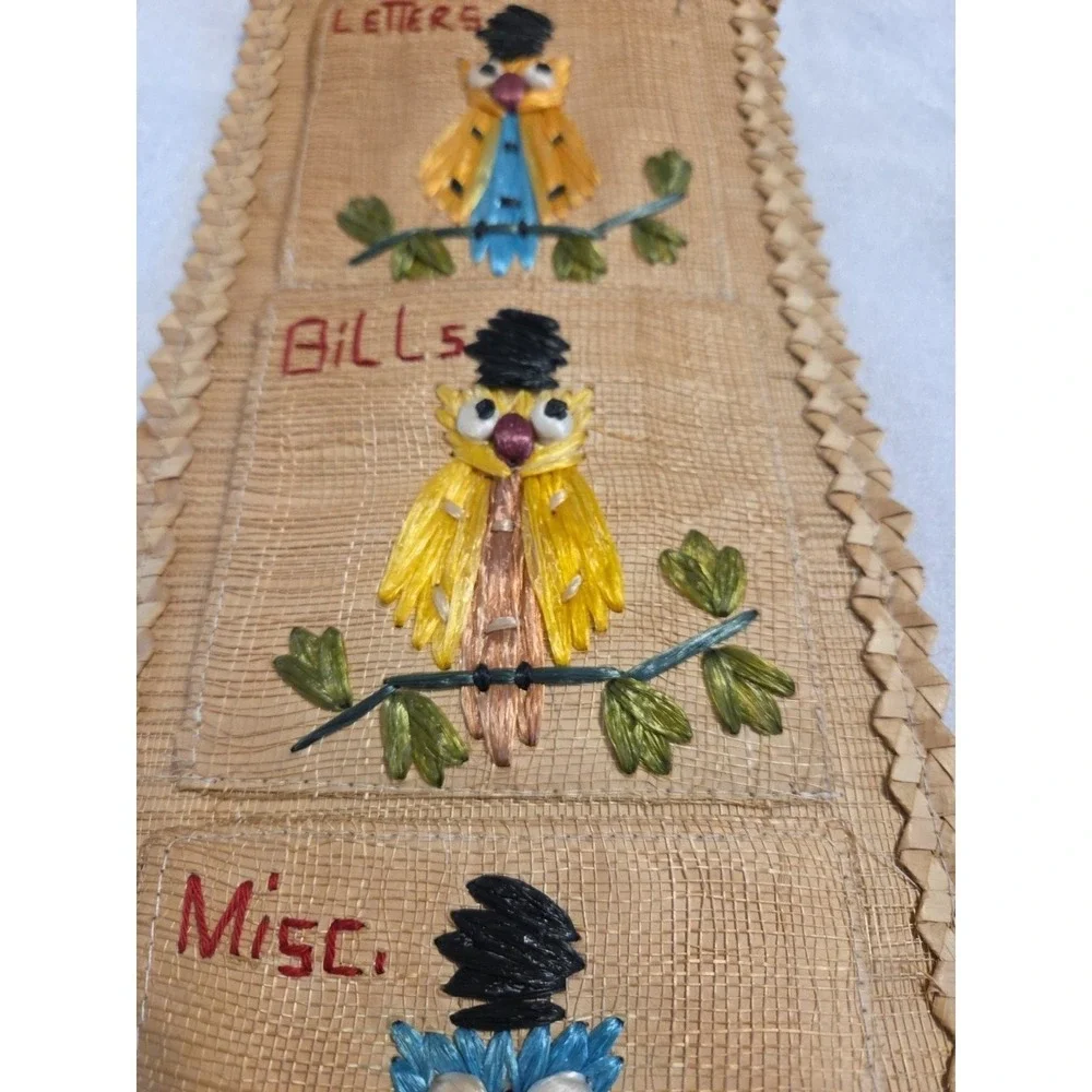 Vintage Philippines Woven‎ Wall Letters 3 Pockets Handcrafted Straw